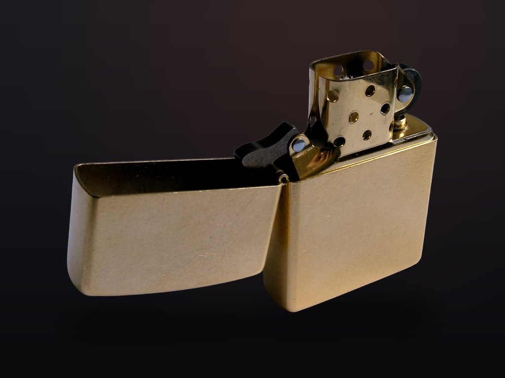 Butane torch lighter with flame and a flip-top lighter